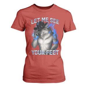 Funny Alpha Wolf Ironic Meme T Shirt For Women Let Me See Your Feet TS12 Red Print Your Wear