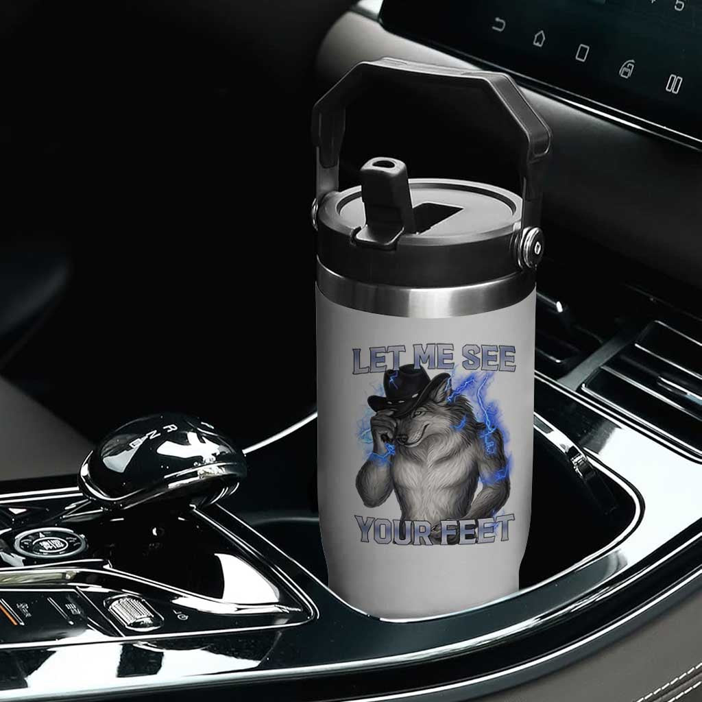 Funny Alpha Wolf Ironic Meme Flip Straw Tumbler Let Me See Your Feet TS12 Print Your Wear