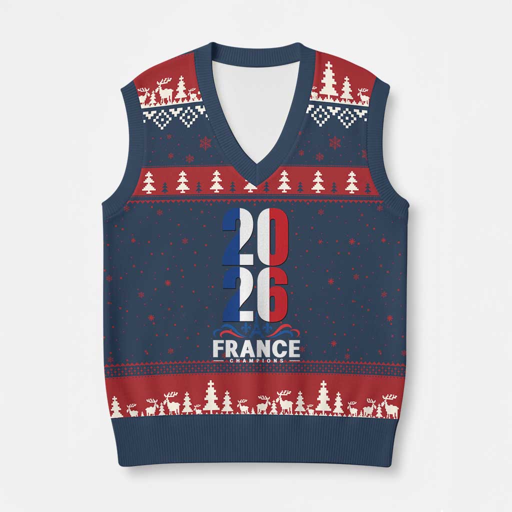 Vintage France Soccer Fan V-Neck Knit Sweater Vest French Football Pride 2026 TS12 Navy Red Print Your Wear