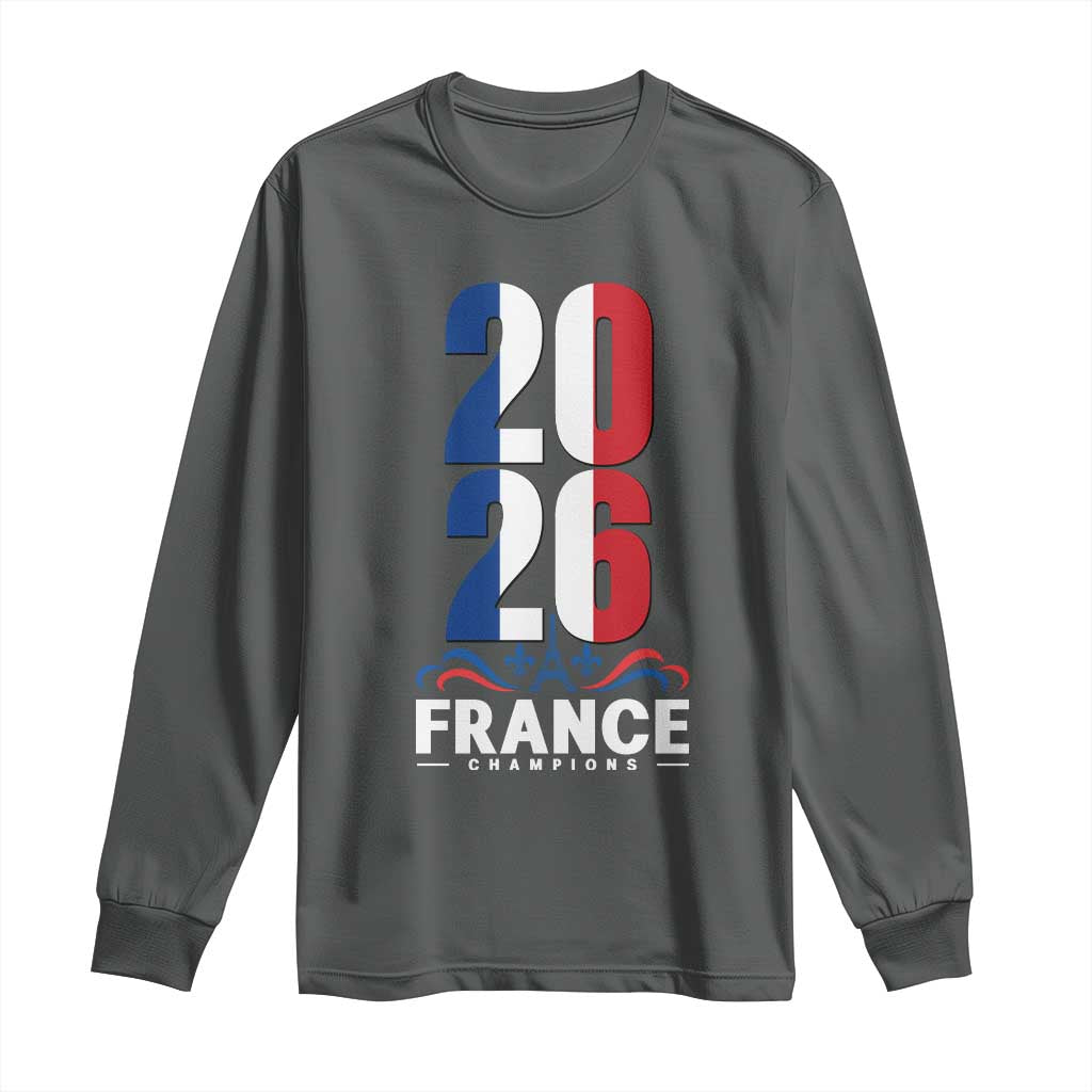 Vintage France Soccer Fan Long Sleeve Shirt French Football Pride 2026 TS12 Dark Heather Print Your Wear