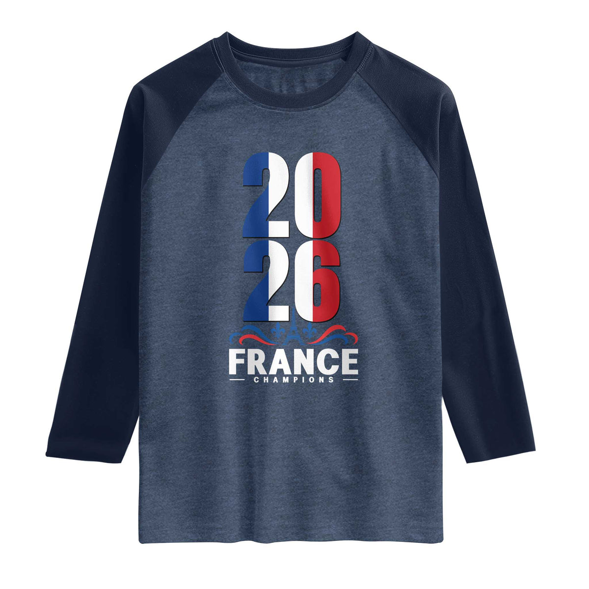 Vintage France Soccer Fan Raglan Shirt French Football Pride 2026 TS12 Heather Denim Navy Print Your Wear