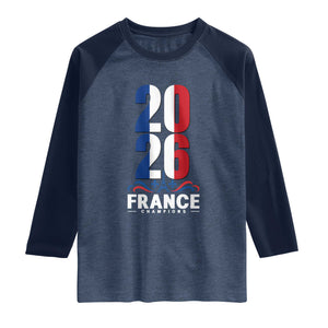 Vintage France Soccer Fan Raglan Shirt French Football Pride 2026 TS12 Heather Denim Navy Print Your Wear