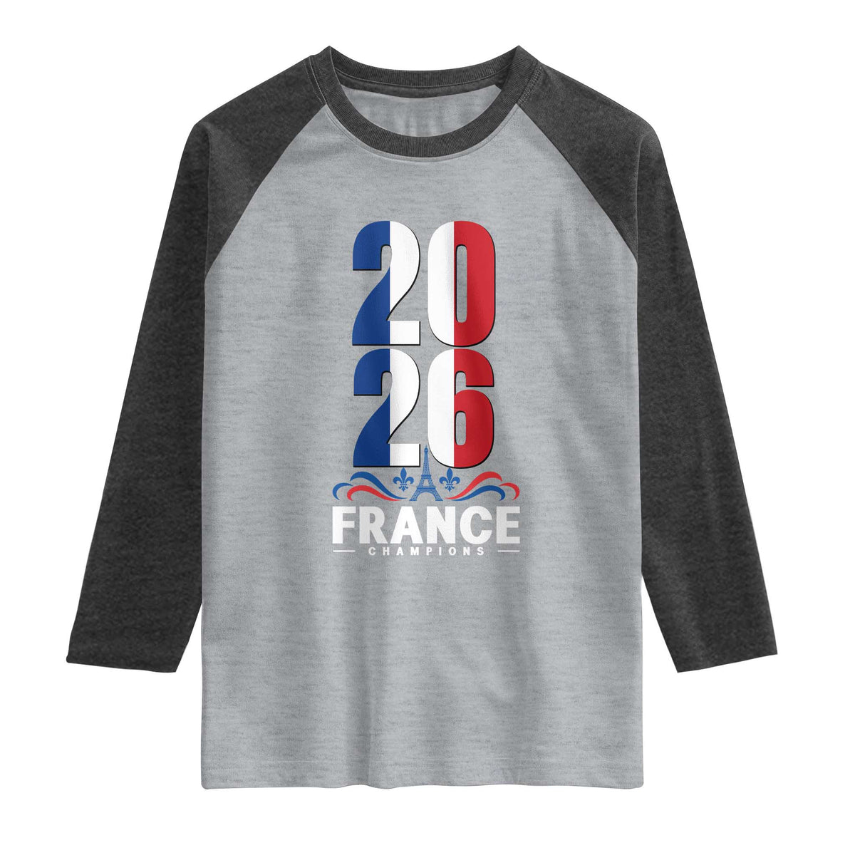 Vintage France Soccer Fan Raglan Shirt French Football Pride 2026 TS12 Heather Gray Heather Charcoal Print Your Wear