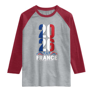 Vintage France Soccer Fan Raglan Shirt French Football Pride 2026 TS12 Heather Gray Heather Red Print Your Wear