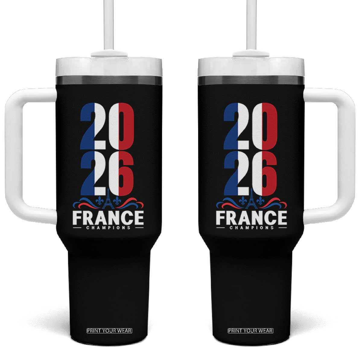 Vintage France Soccer Fan Tumbler With Handle French Football Pride 2026 TS12 One Size: 40 oz Black Print Your Wear