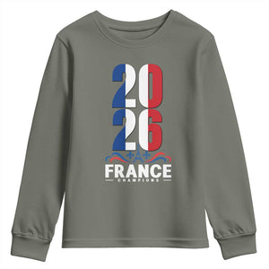 Vintage France Soccer Fan Youth Sweatshirt French Football Pride 2026 TS12 Military Green Print Your Wear
