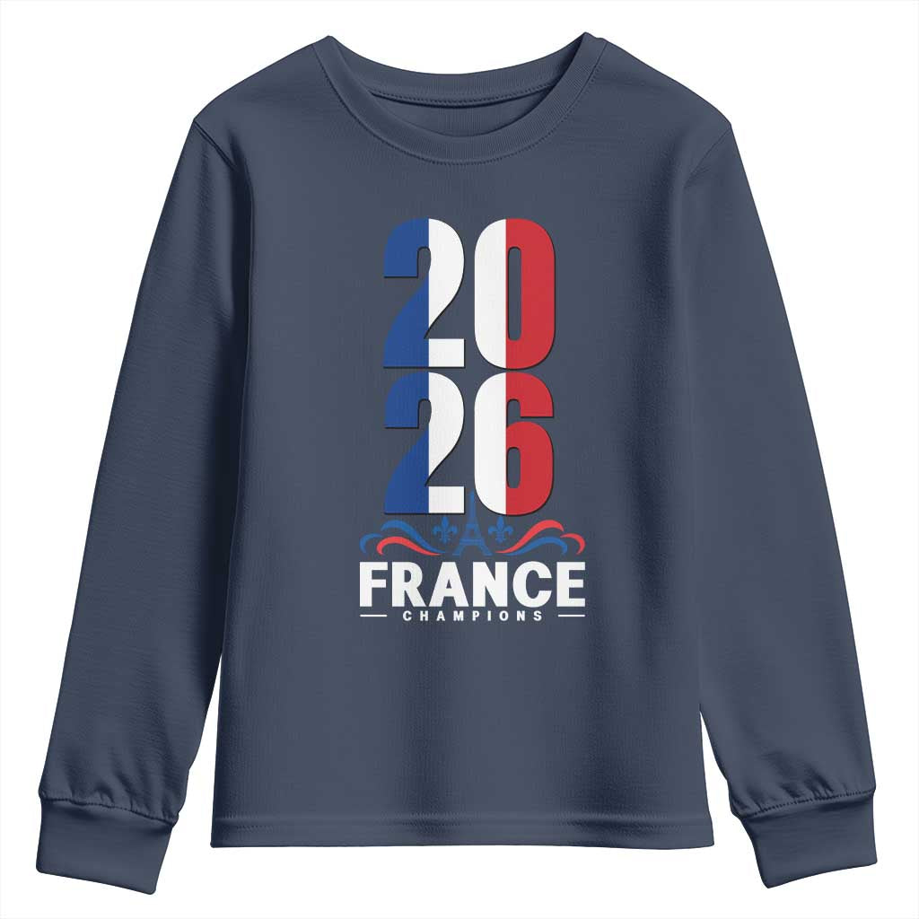 Vintage France Soccer Fan Youth Sweatshirt French Football Pride 2026 TS12 Navy Print Your Wear