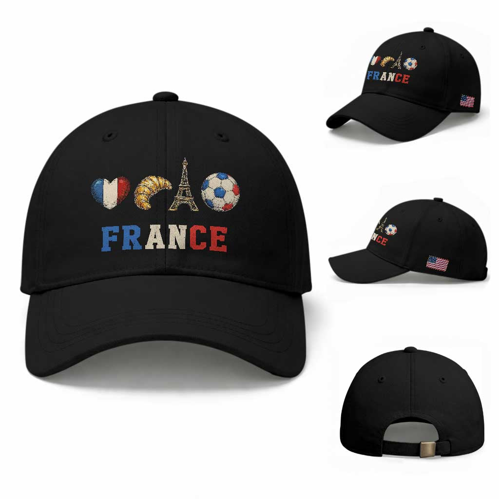 French Football Fan Baseball Cap France Soccer Game Day Gift TS12 Baseball Cap Universal Fit Black Print Your Wear