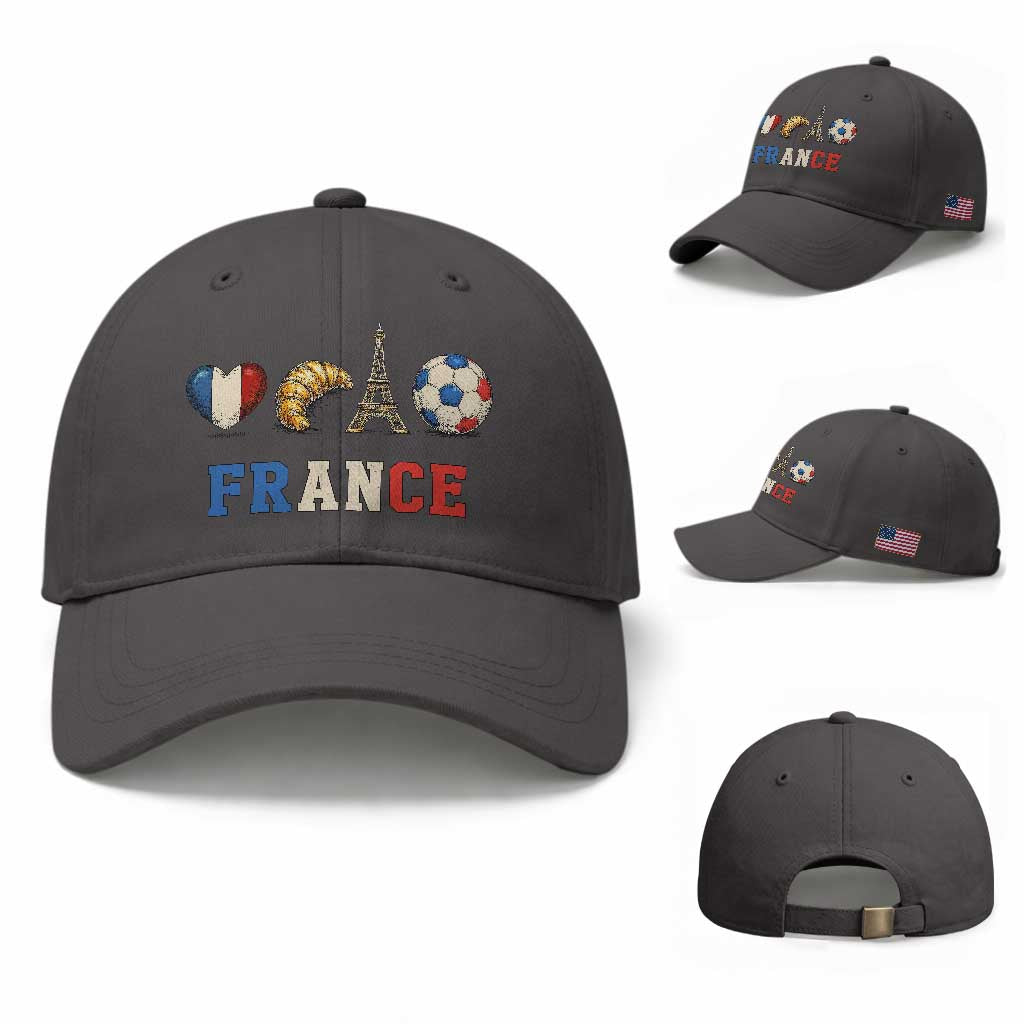 French Football Fan Baseball Cap France Soccer Game Day Gift TS12 Baseball Cap Universal Fit Dark Gray Print Your Wear