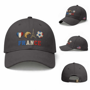 French Football Fan Baseball Cap France Soccer Game Day Gift TS12 Baseball Cap Universal Fit Dark Gray Print Your Wear