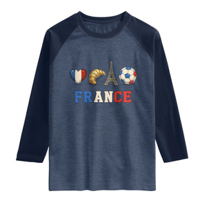 French Football Fan Raglan Shirt France Soccer Game Day Gift TS12 Heather Denim Navy Print Your Wear