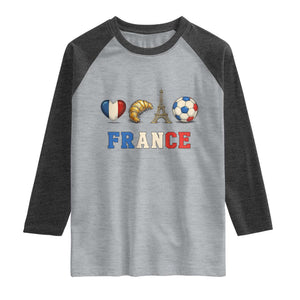 French Football Fan Raglan Shirt France Soccer Game Day Gift TS12 Heather Gray Heather Charcoal Print Your Wear