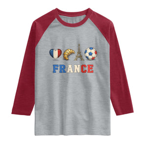 French Football Fan Raglan Shirt France Soccer Game Day Gift TS12 Heather Gray Heather Red Print Your Wear
