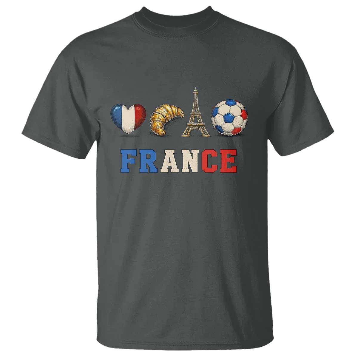 French Football Fan T Shirt France Soccer Game Day Gift TS12 Dark Heather Print Your Wear