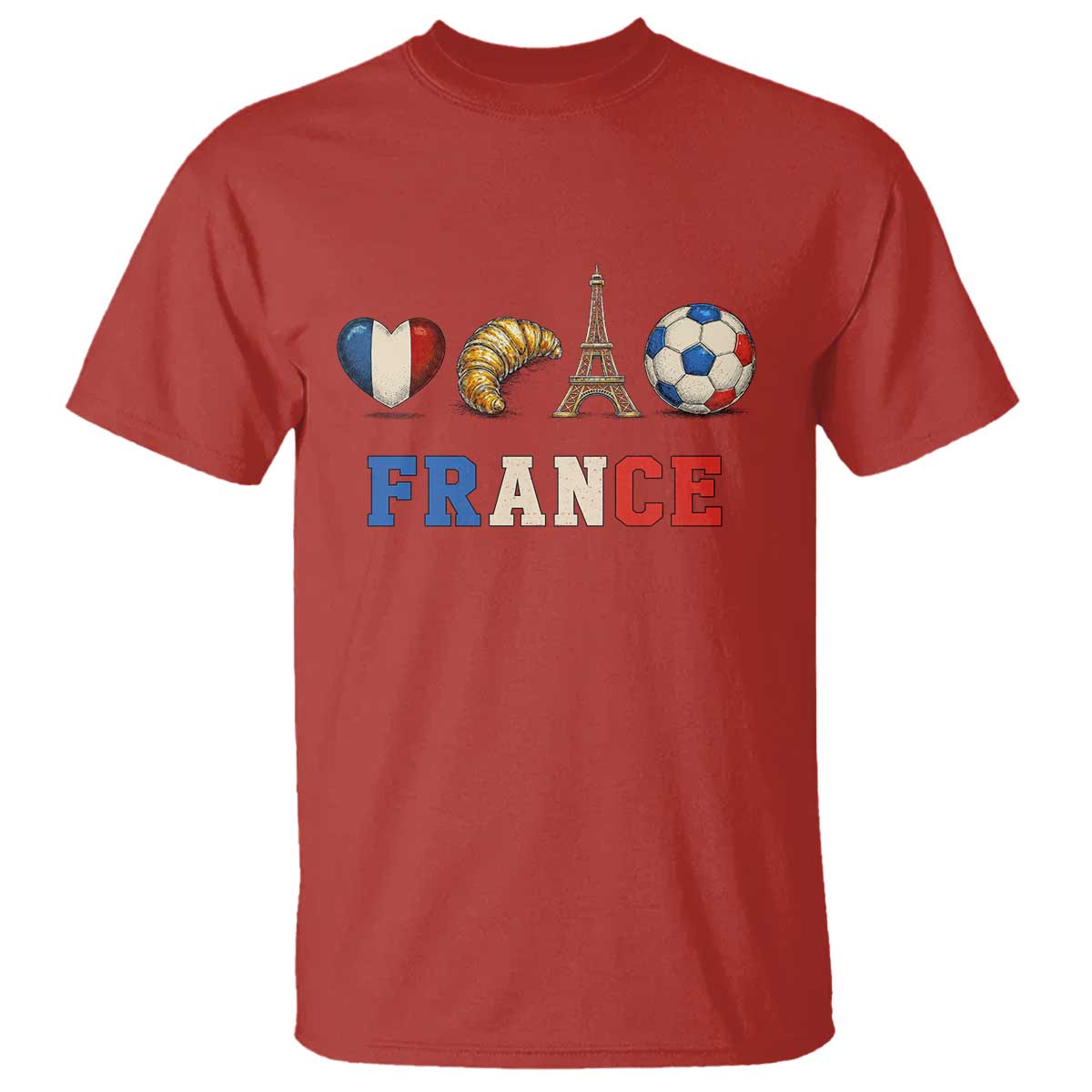 French Football Fan T Shirt France Soccer Game Day Gift TS12 Red Print Your Wear