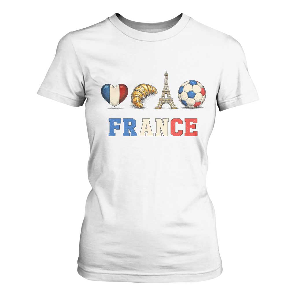 French Football Fan T Shirt For Women France Soccer Game Day Gift TS12 White Print Your Wear