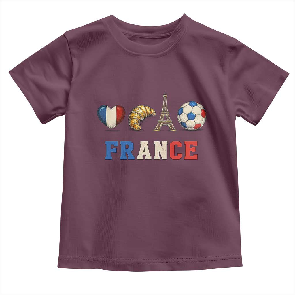 French Football Fan Toddler T Shirt France Soccer Game Day Gift TS12 Maroon Print Your Wear