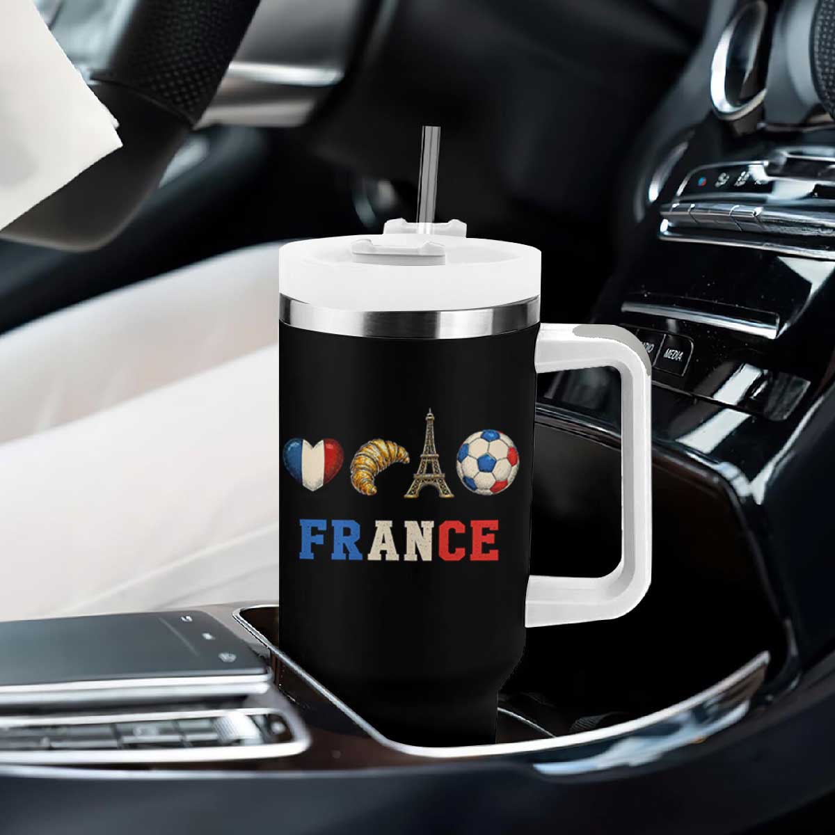 French Football Fan Tumbler With Handle France Soccer Game Day Gift TS12 Print Your Wear