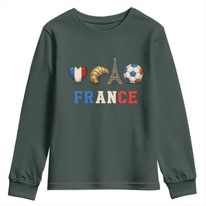 French Football Fan Youth Sweatshirt France Soccer Game Day Gift TS12 Dark Forest Green Print Your Wear