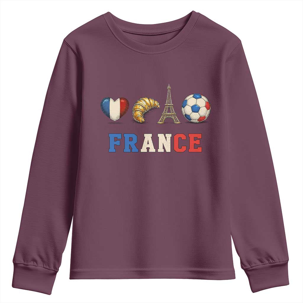 French Football Fan Youth Sweatshirt France Soccer Game Day Gift TS12 Maroon Print Your Wear