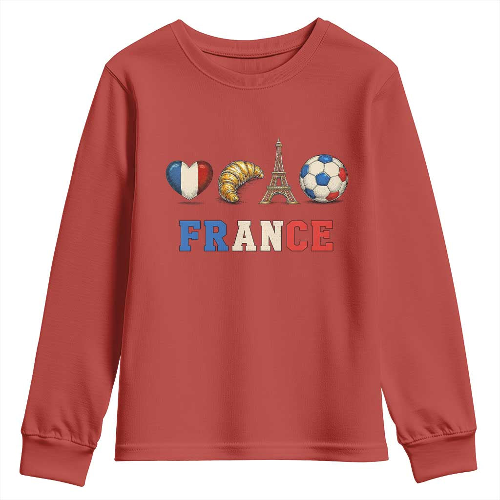 French Football Fan Youth Sweatshirt France Soccer Game Day Gift TS12 Red Print Your Wear