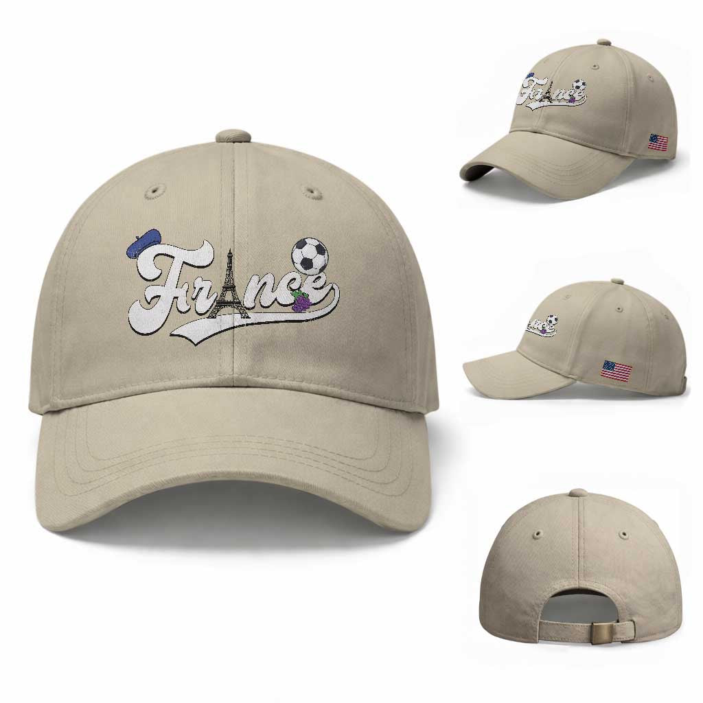 France Soccer Supporter Baseball Cap Game Day French Football Gift TS12 Baseball Cap Universal Fit Beige Print Your Wear