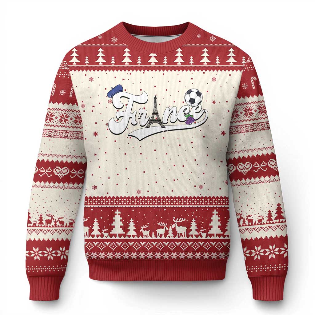 France Soccer Supporter Ugly Christmas Sweater Game Day French Football Gift TS12 Beige Red Print Your Wear