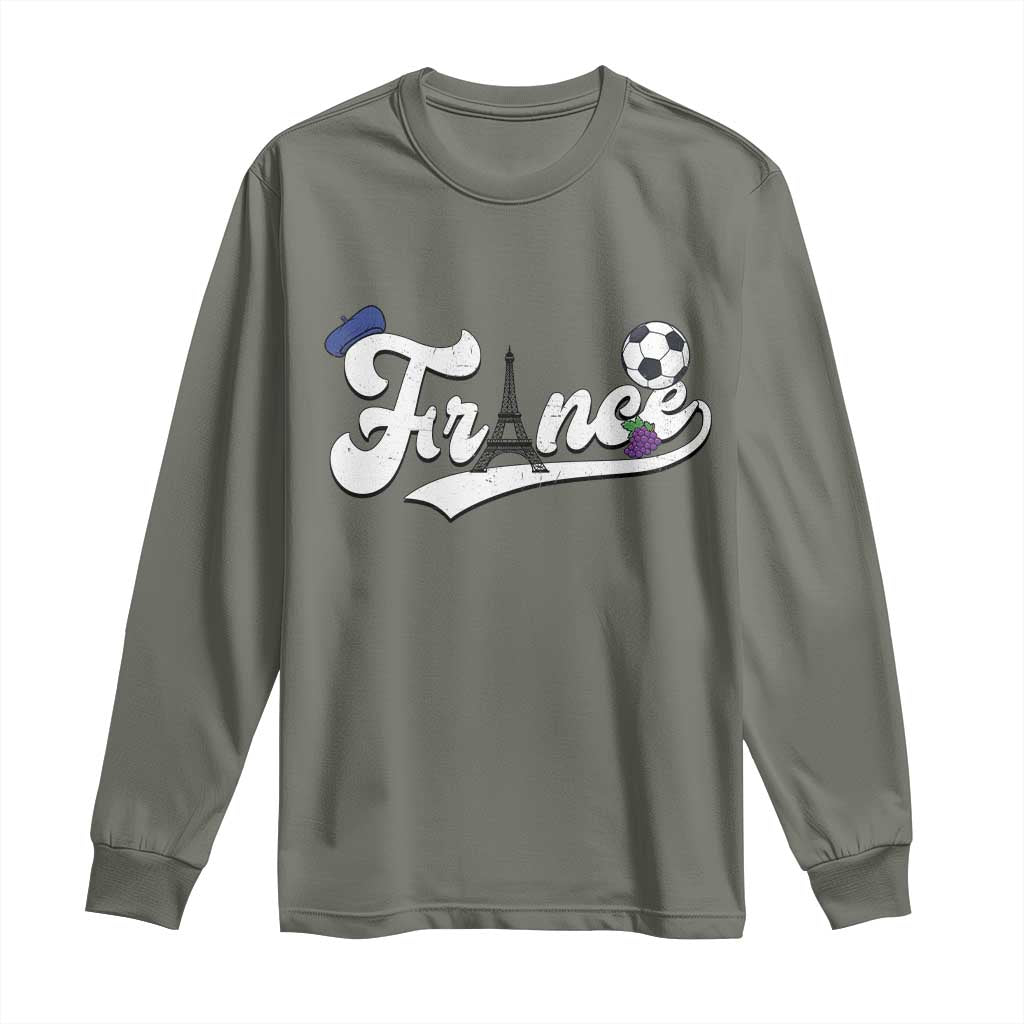 France Soccer Supporter Long Sleeve Shirt Game Day French Football Gift TS12 S Military Green Print Your Wear