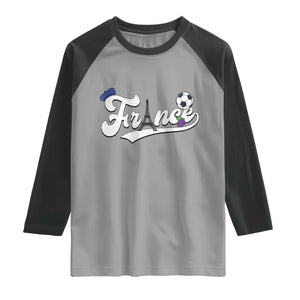 France Soccer Supporter Raglan Shirt Game Day French Football Gift TS12 Sport Gray Black Print Your Wear