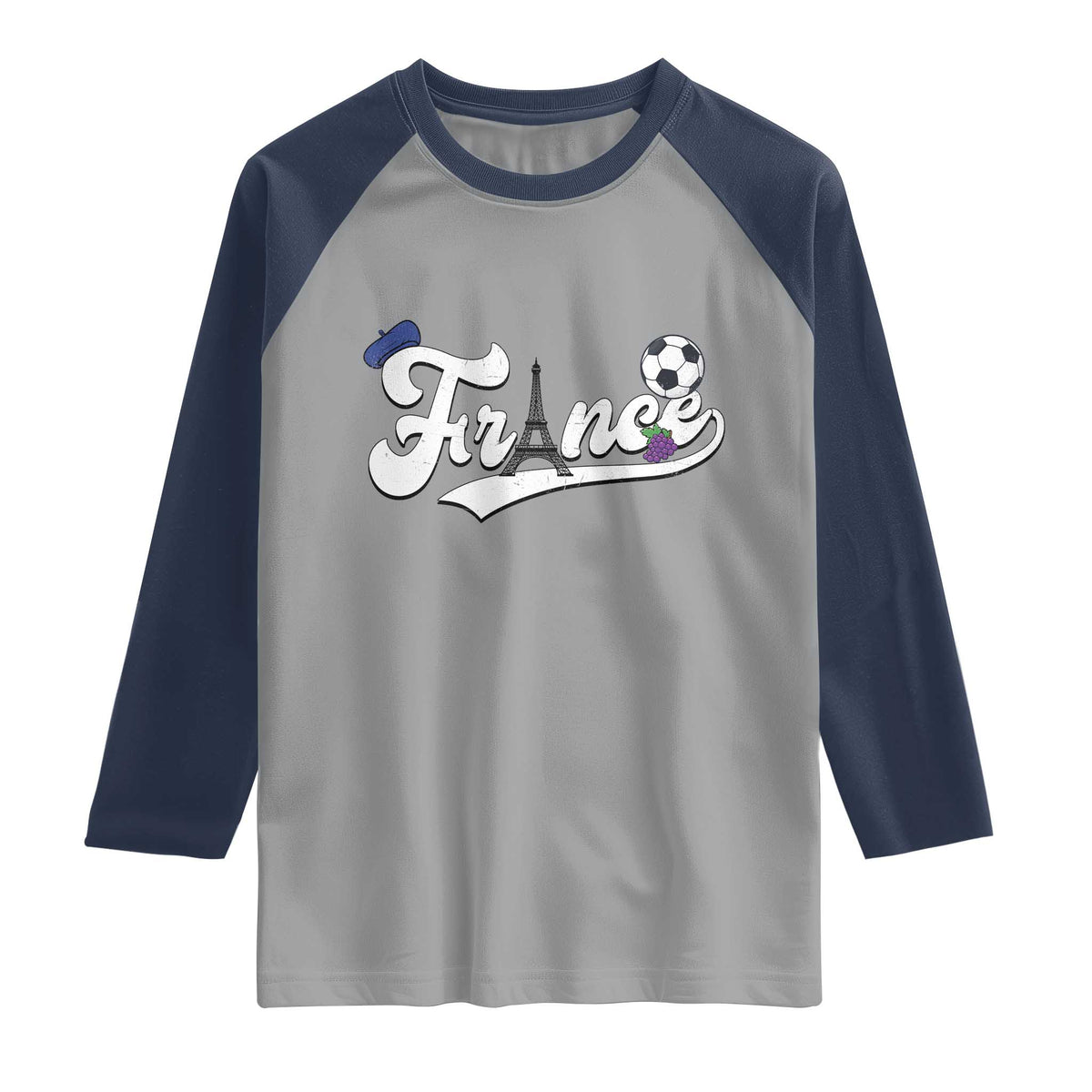 France Soccer Supporter Raglan Shirt Game Day French Football Gift TS12 Sport Gray Navy Print Your Wear
