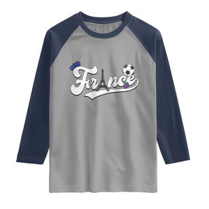 France Soccer Supporter Raglan Shirt Game Day French Football Gift TS12 Sport Gray Navy Print Your Wear