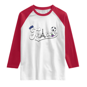 France Soccer Supporter Raglan Shirt Game Day French Football Gift TS12 White Red Print Your Wear