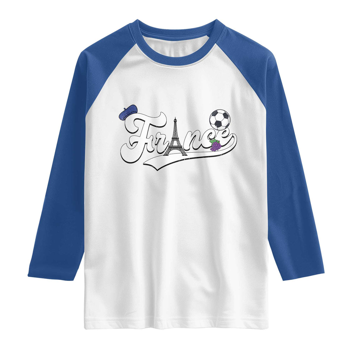 France Soccer Supporter Raglan Shirt Game Day French Football Gift TS12 White Royal Print Your Wear