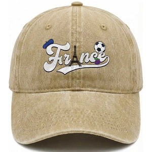 France Soccer Supporter Washed Cotton Baseball Cap Game Day French Football Gift TS12 Print Your Wear