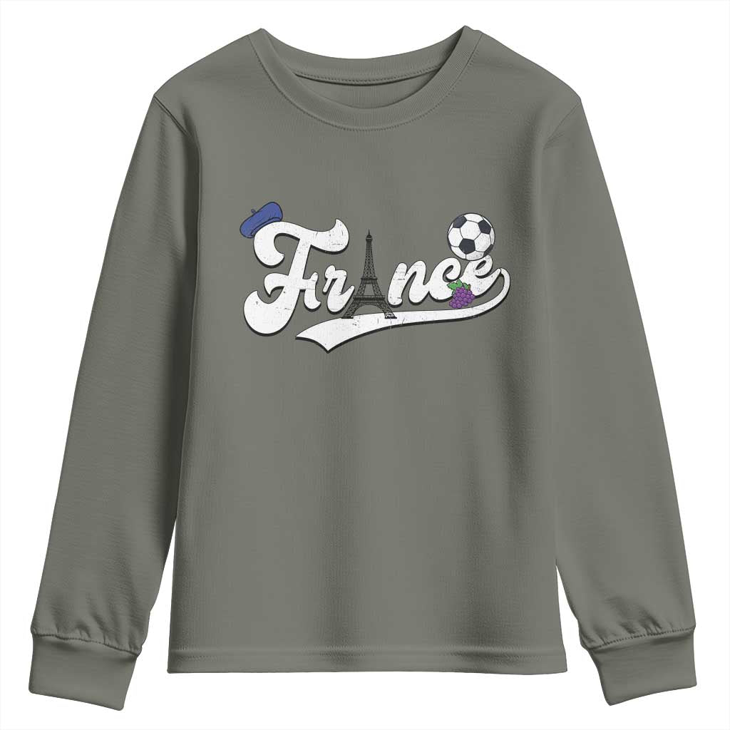 France Soccer Supporter Youth Sweatshirt Game Day French Football Gift TS12 Military Green Print Your Wear