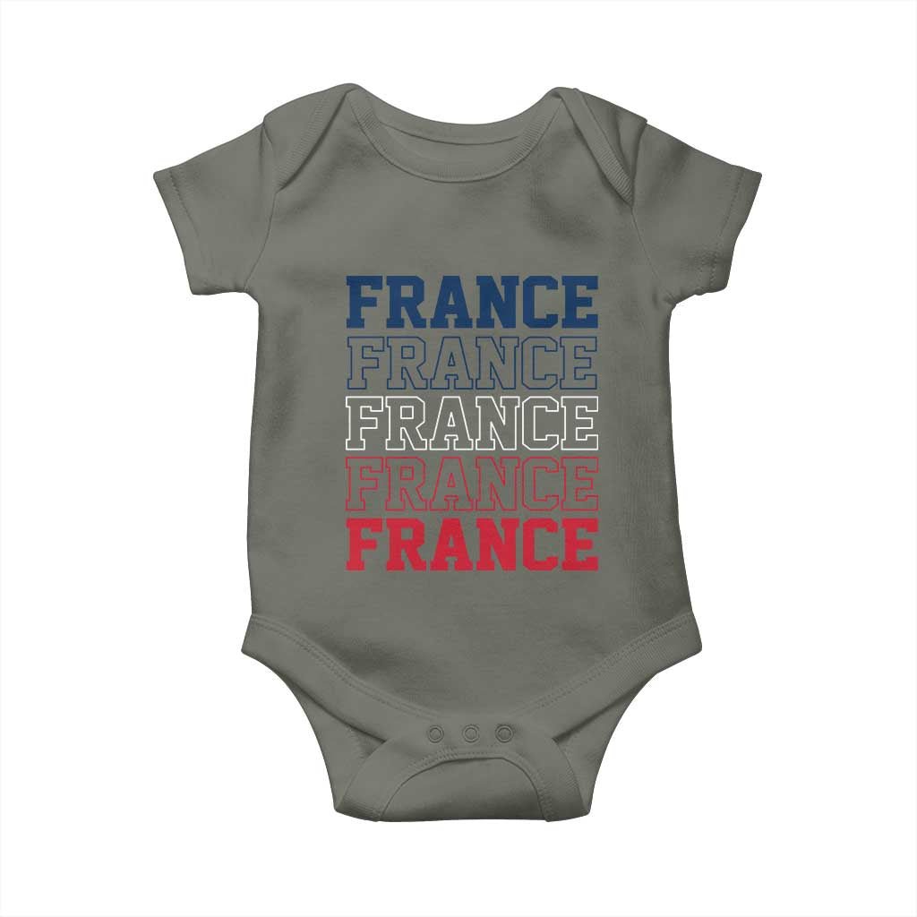France Pride French Flag Patriotic Supporter Baby Onesie TS12 Military Green Print Your Wear