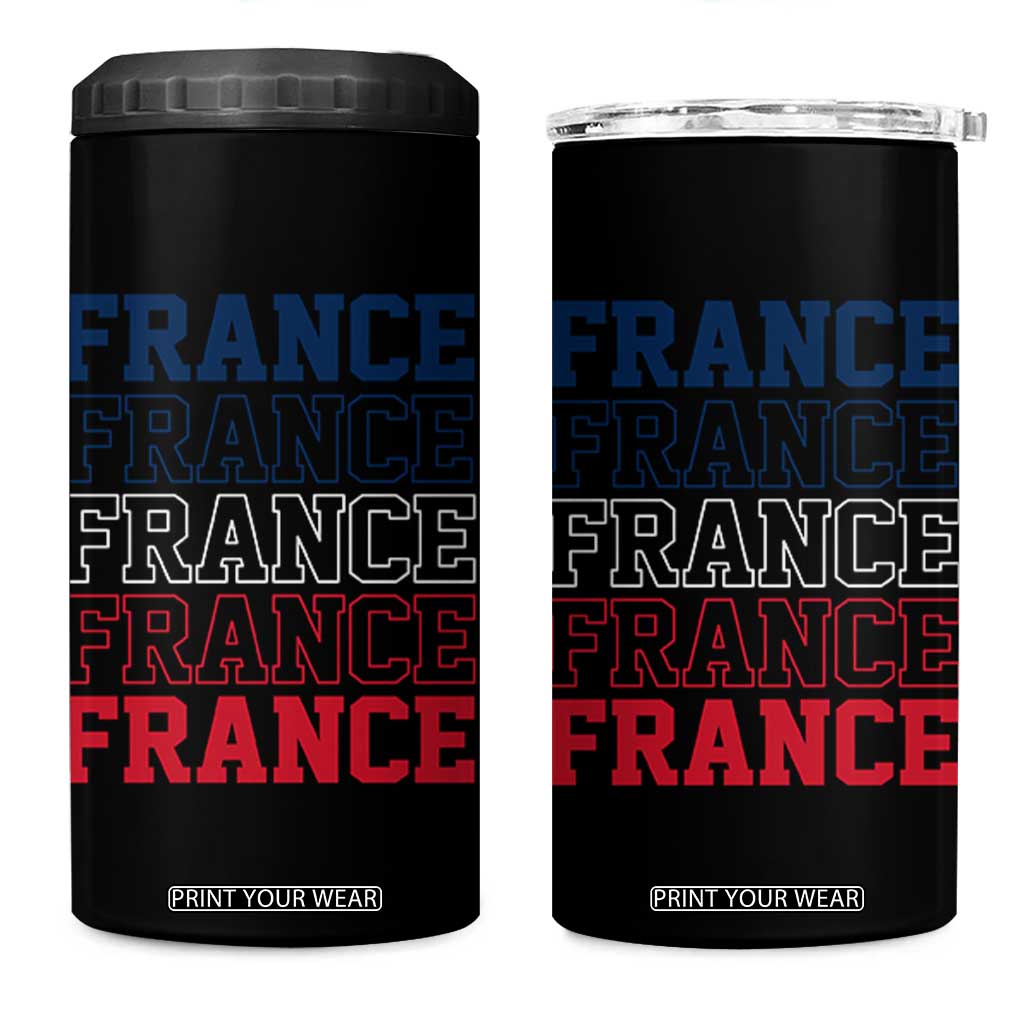 France Pride French Flag Patriotic Supporter 4 in 1 Can Cooler Tumbler TS12 One Size: 16 oz Black Print Your Wear