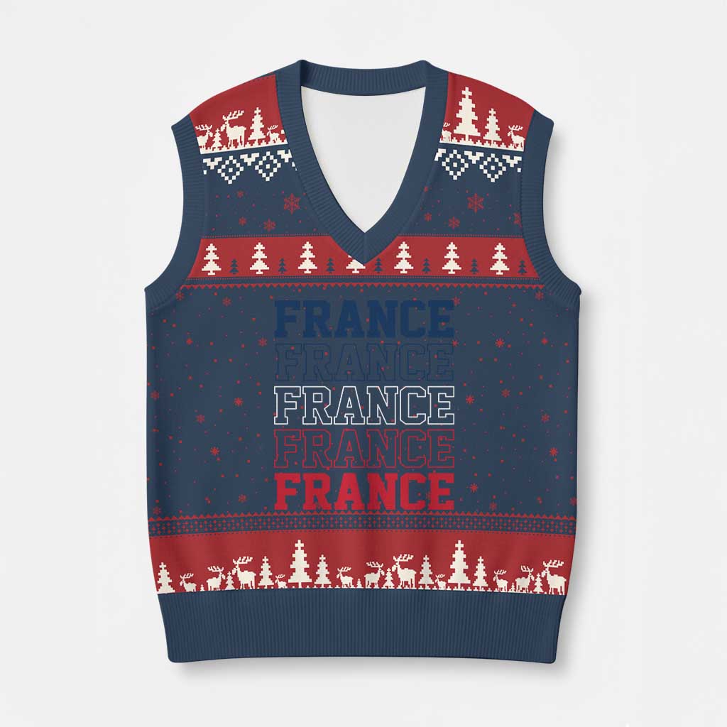 France Pride French Flag Patriotic Supporter V-Neck Knit Sweater Vest TS12 Navy Red Print Your Wear