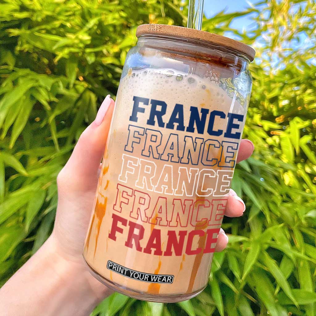 France Pride French Flag Patriotic Supporter Glass Can TS12 Black Print Your Wear