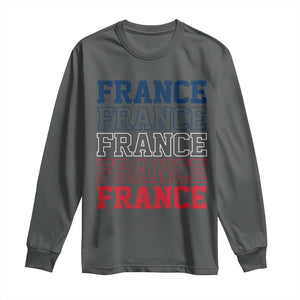 France Pride French Flag Patriotic Supporter Long Sleeve Shirt TS12 Dark Heather Print Your Wear