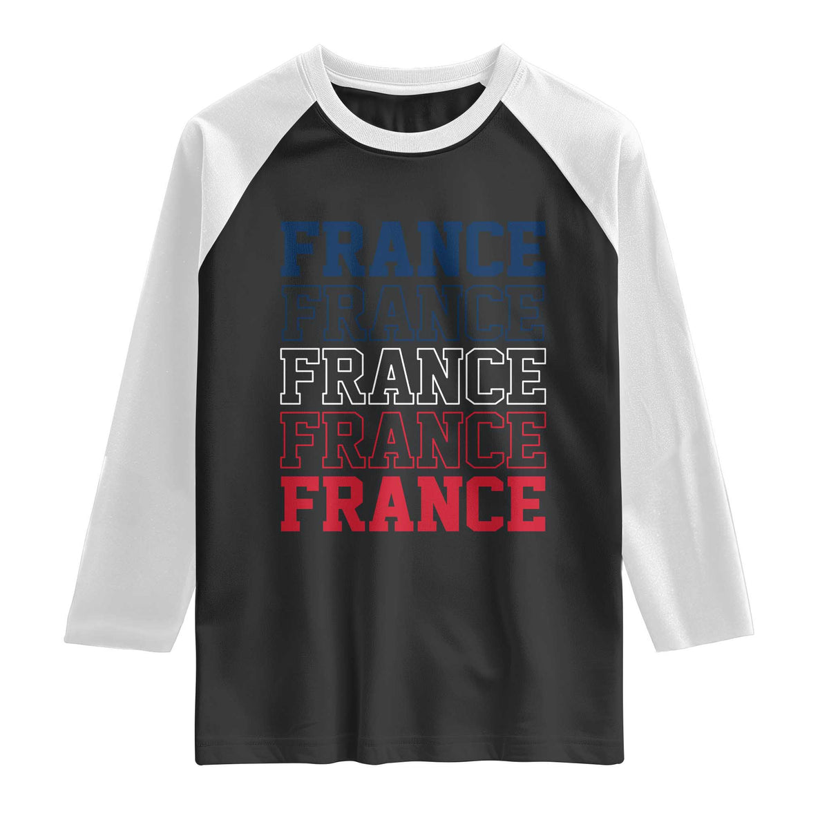 France Pride French Flag Patriotic Supporter Raglan Shirt TS12 Black White Print Your Wear
