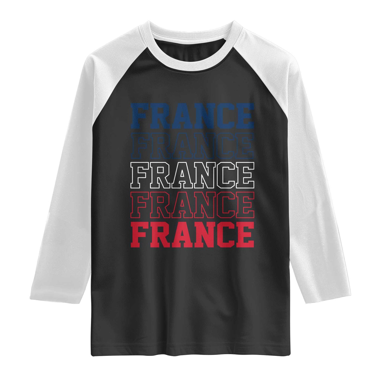 France Pride French Flag Patriotic Supporter Raglan Shirt TS12 Black White Print Your Wear