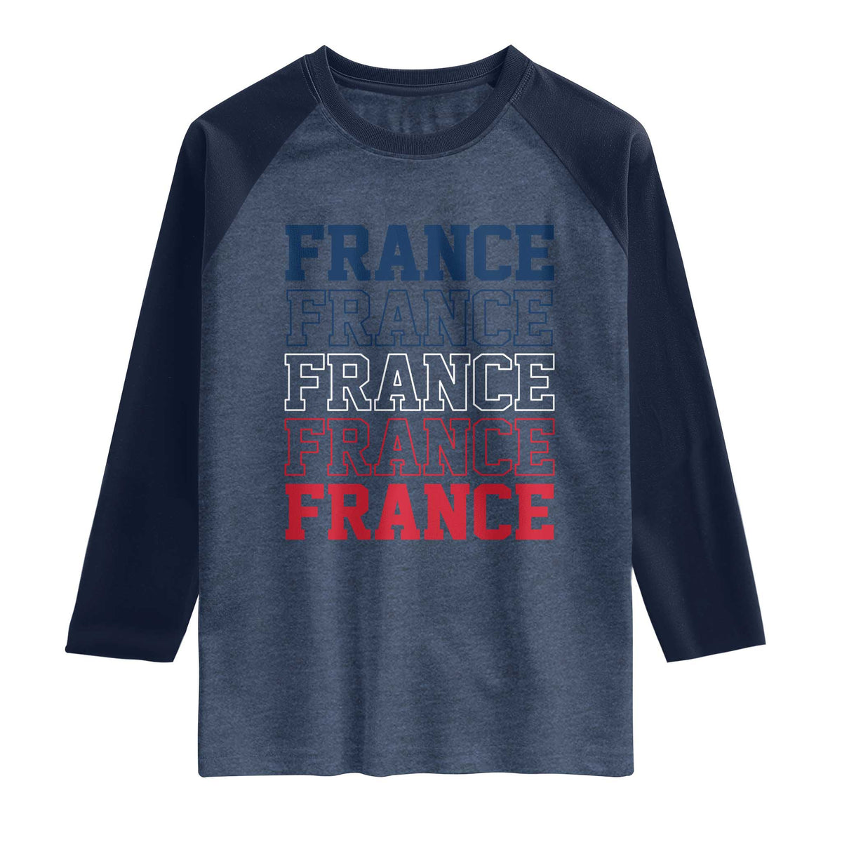 France Pride French Flag Patriotic Supporter Raglan Shirt TS12 Heather Denim Navy Print Your Wear