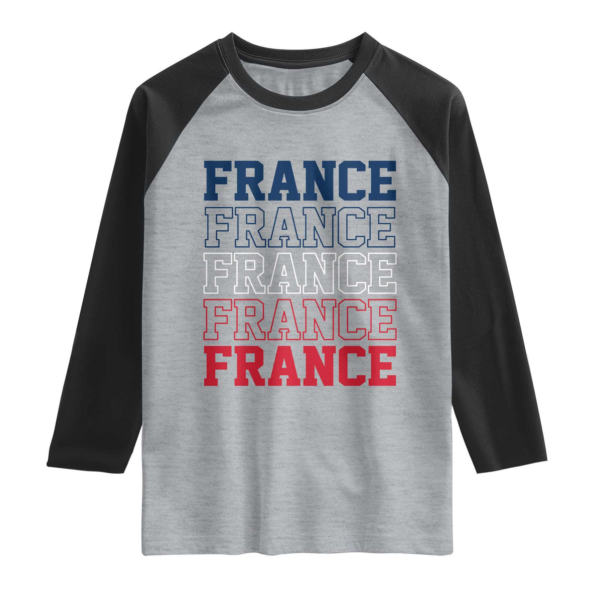 France Pride French Flag Patriotic Supporter Raglan Shirt TS12 Heather Gray Black Print Your Wear