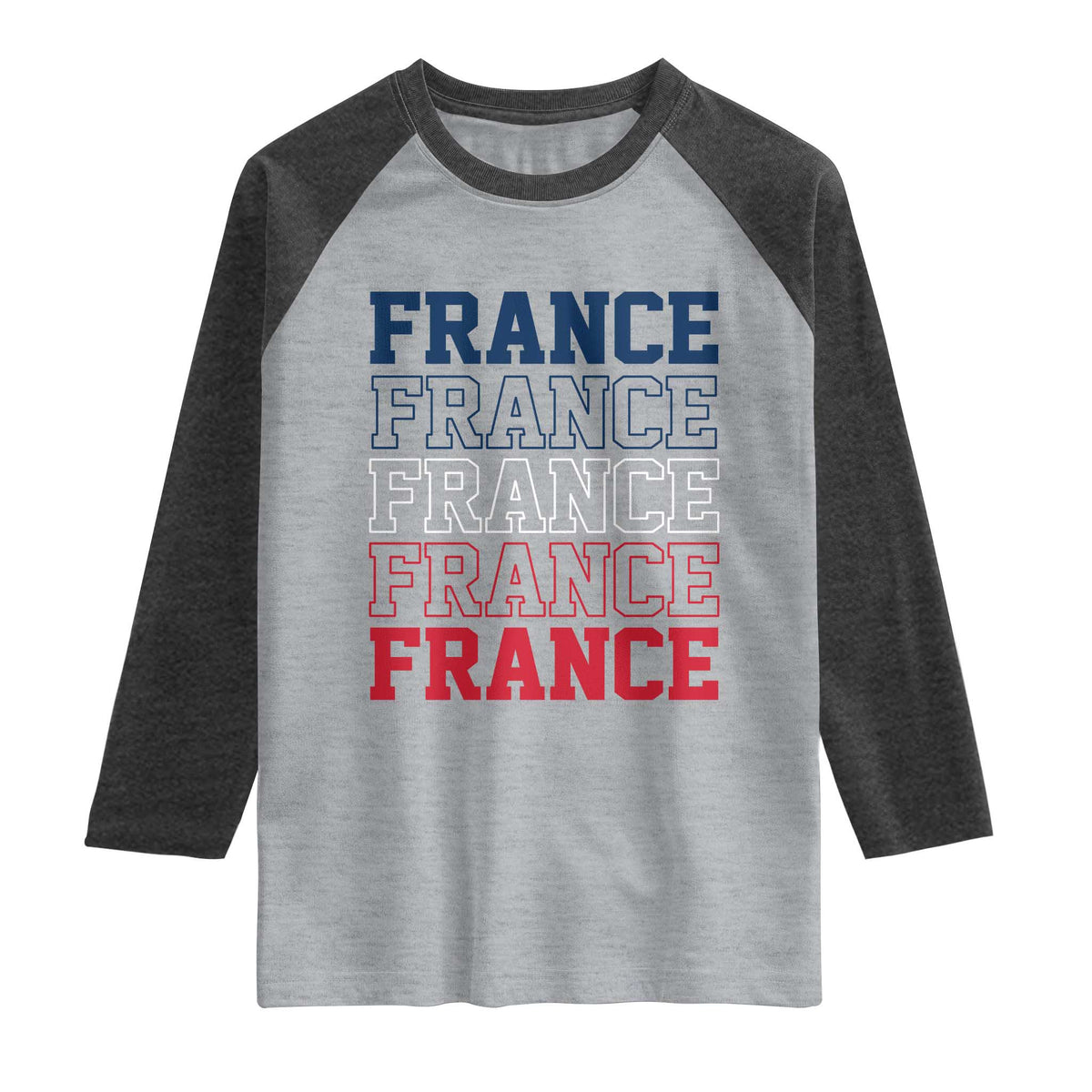 France Pride French Flag Patriotic Supporter Raglan Shirt TS12 Heather Gray Heather Charcoal Print Your Wear