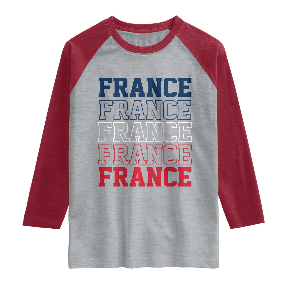 France Pride French Flag Patriotic Supporter Raglan Shirt TS12 Heather Gray Heather Red Print Your Wear