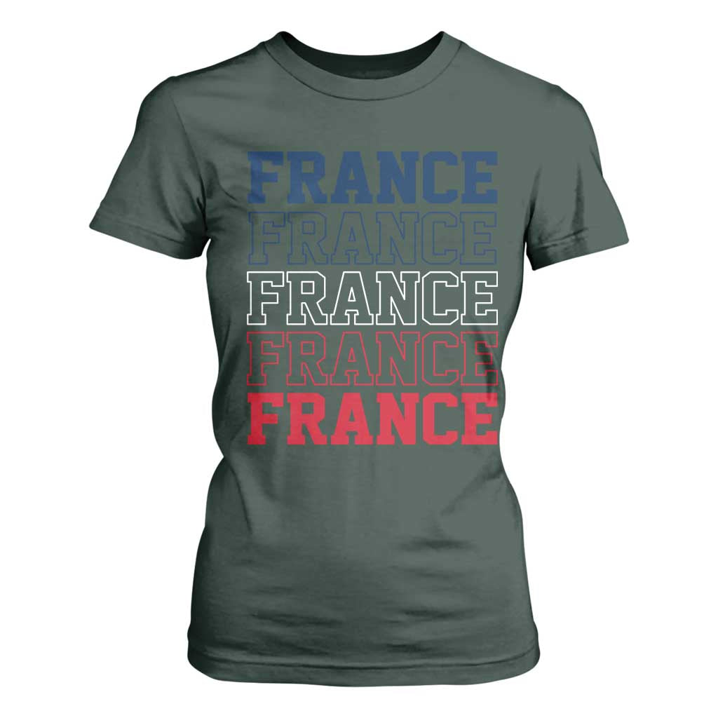 France Pride French Flag Patriotic Supporter T Shirt For Women TS12 Dark Forest Green Print Your Wear