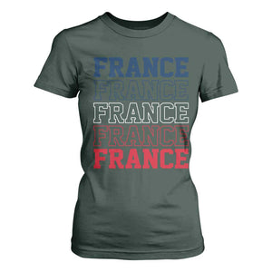 France Pride French Flag Patriotic Supporter T Shirt For Women TS12 Dark Forest Green Print Your Wear