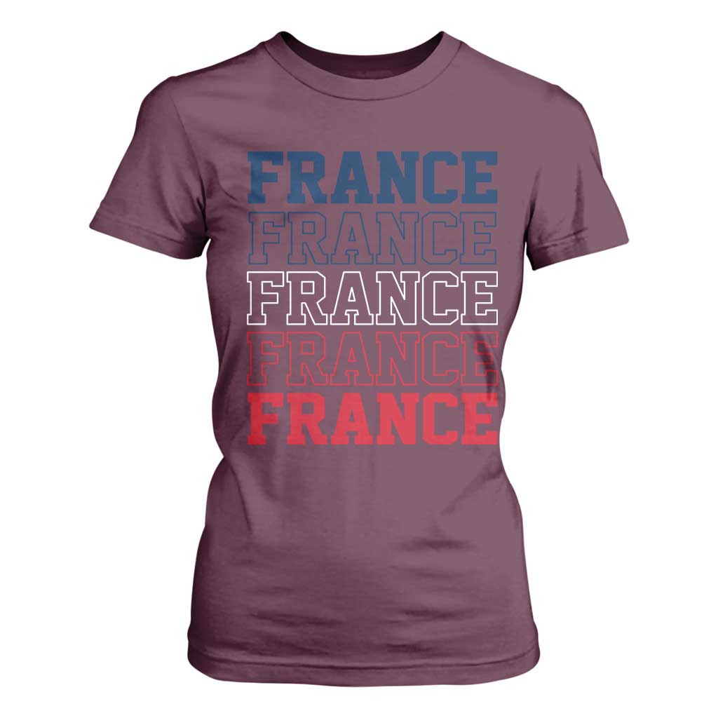 France Pride French Flag Patriotic Supporter T Shirt For Women TS12 Maroon Print Your Wear