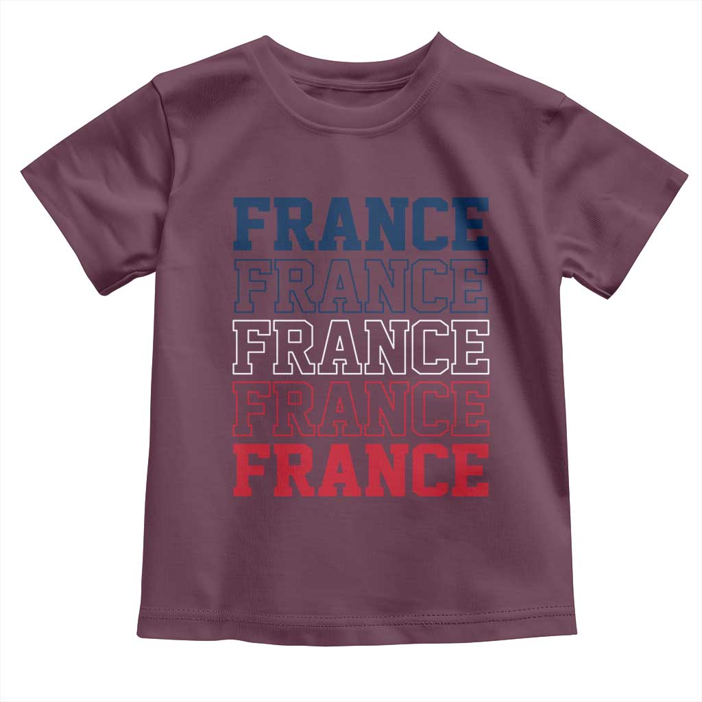 France Pride French Flag Patriotic Supporter Toddler T Shirt TS12 Maroon Print Your Wear